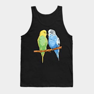 Budgie Bliss: Playful Birds Perch on This Vibrant T-Shirt Tank Top